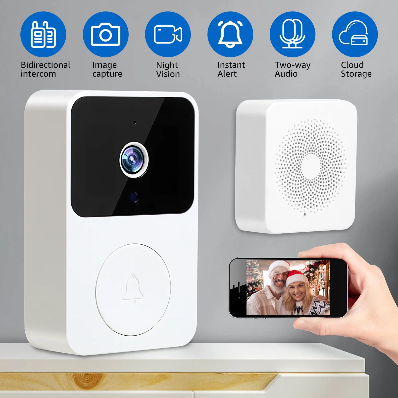 Campanello Smart Video Campanello Cat Eye Videocitofono vocale Telecamera HD Impermeabile Installazione semplice Standby lungo Lunga distanza H5