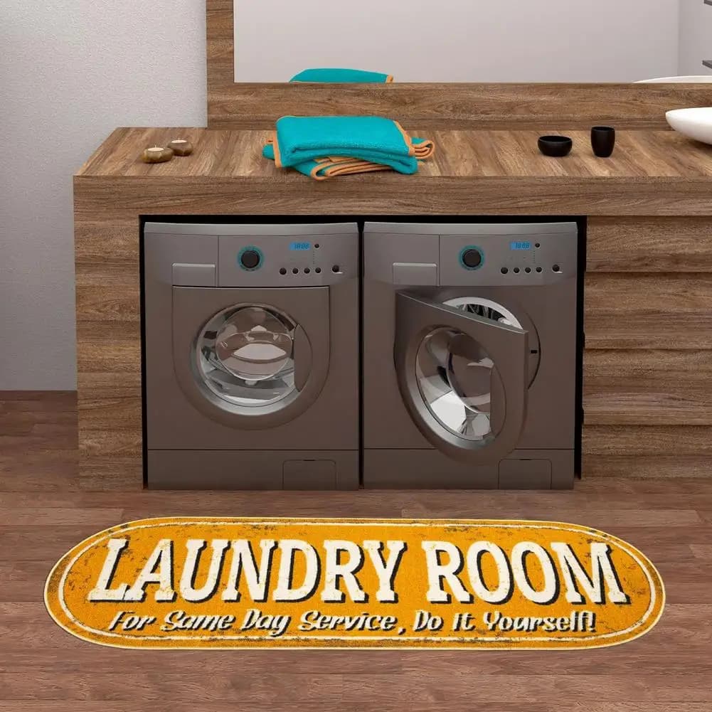 Laundry Room Floor Mat Farmhouse Laundry Room Decor Water Absorbent Floor Mat for Laundry Room Non-slip Stain Resistant Bathroom