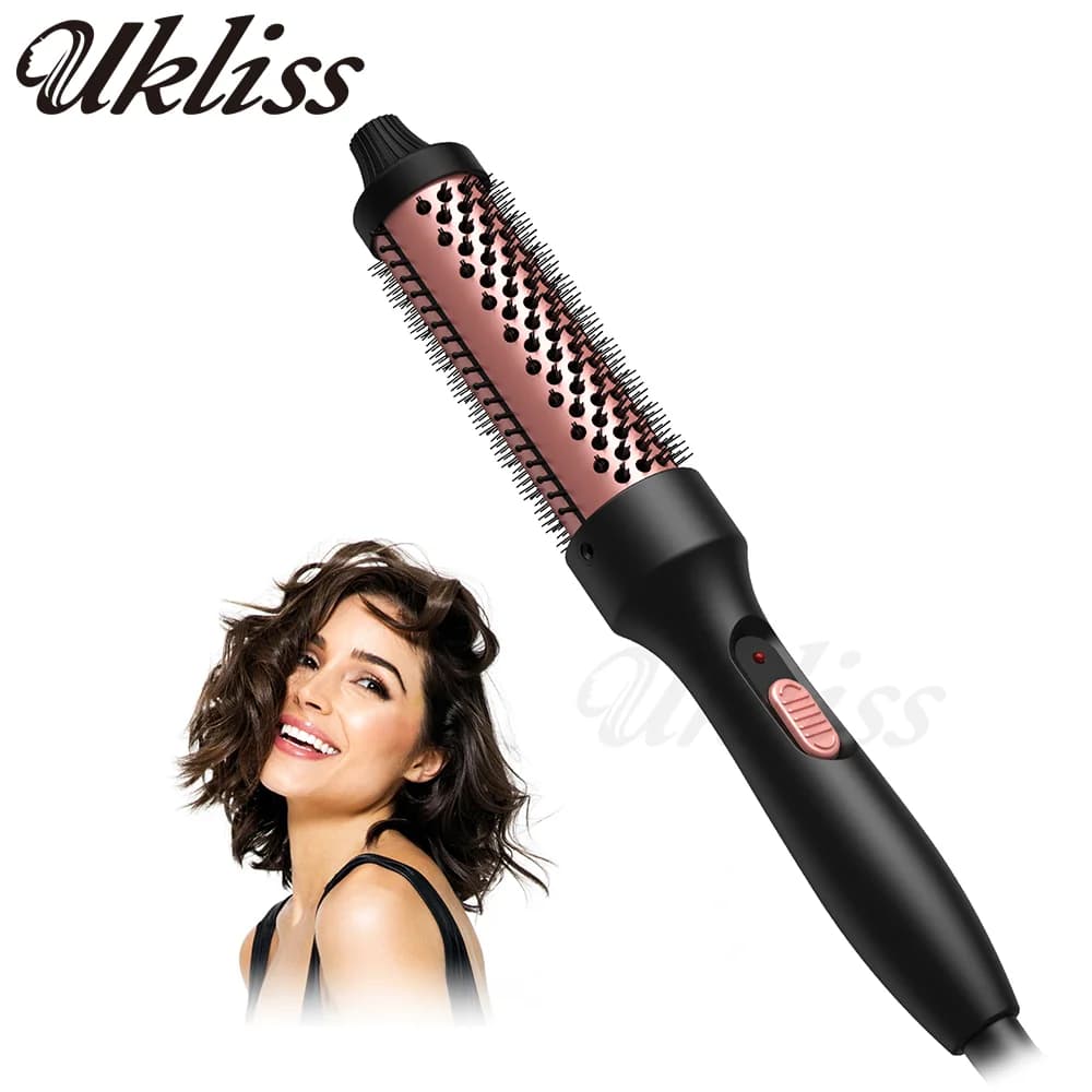 Spazzola termica per arricciare Spazzola per ferro arricciacapelli riscaldata doppia PTC Spazzola rotonda antiscottatura Bigodino per capelli da 32 mm Spazzola volumizzante a caldo Styler