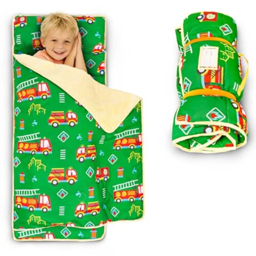 Tappetino per il Sonno dei Bambini con Cuscino e Coperta in Minky, Grande 55"x38", Sacco a Pelo Lavabile, Leggero, Facile da Arrotolare, Perfetto per la Scuola dell'Infanzia