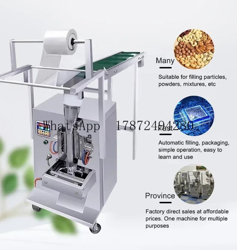 Piccola macchina imballatrice verticale Borsa per ghiaccio Grani di caramelle Pezzi di ricambio Fagioli Frutta secca Macchina imballatrice e riempitrice per granuli di mais pop