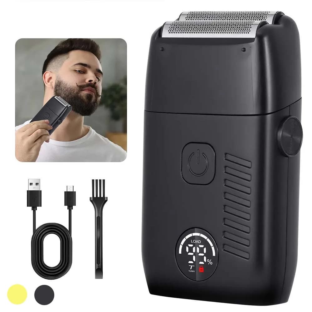 Cordless Rechargeable Electric Foil Shaver with LED Display & USB Charging – Waterproof Men's Beard Trimmer & Head Shaver Kit
