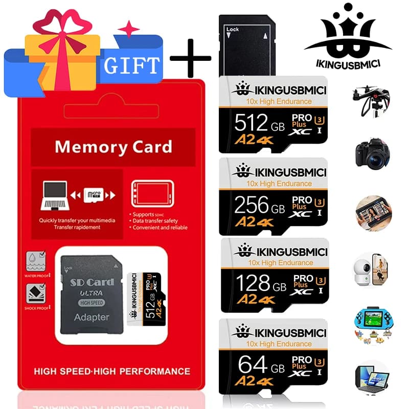 Reliable Micro SD Card SD Cards TF Cards Memory Card 32GB 256GB 512GB Dustproof A2 U3 V30 for Dash Cam Nintendo Switch