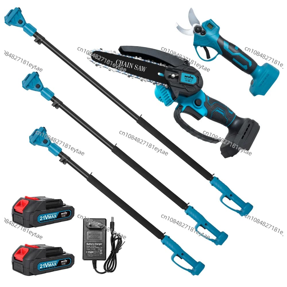 Electric Pruner Kit 3 in 1 6 Inches Cordless Chainsaw Electric Pruning Shears With Extension Pole