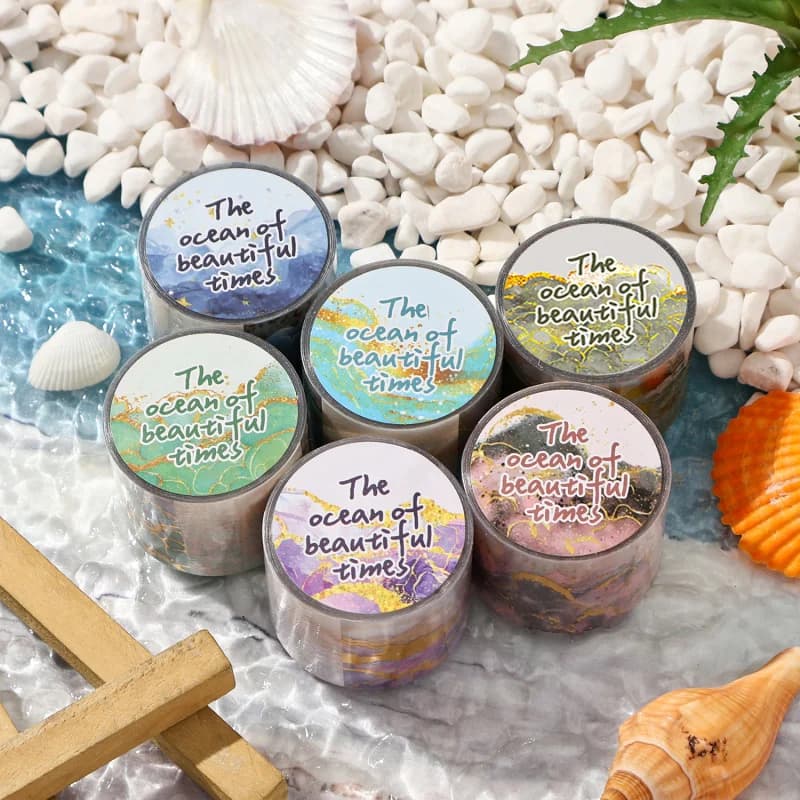 1 Roll Wave Theme Washi Tape Stickers Ocean Wave Decor Tape For DIY Scrapbook Journal Album Craft Supplies