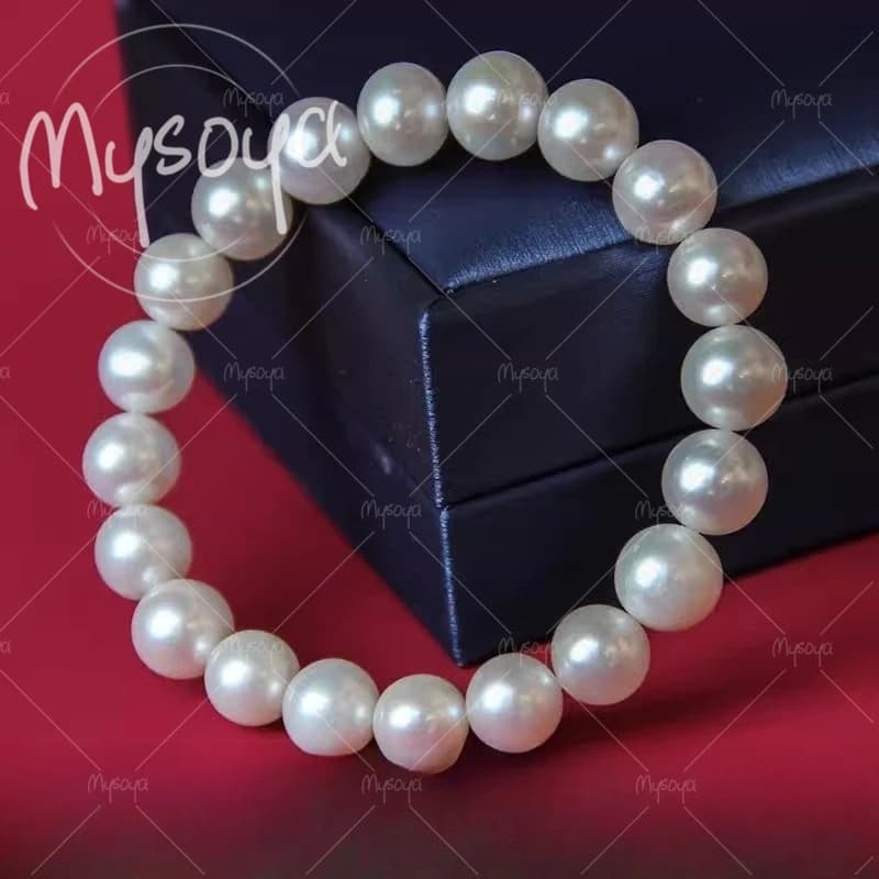 MYSOYA Bracciale con perle d'acqua dolce bianche da 8-9 mm, con confezione regalo, per lei/lui, compleanno, matrimonio, anniversario, festa della mamma A0087