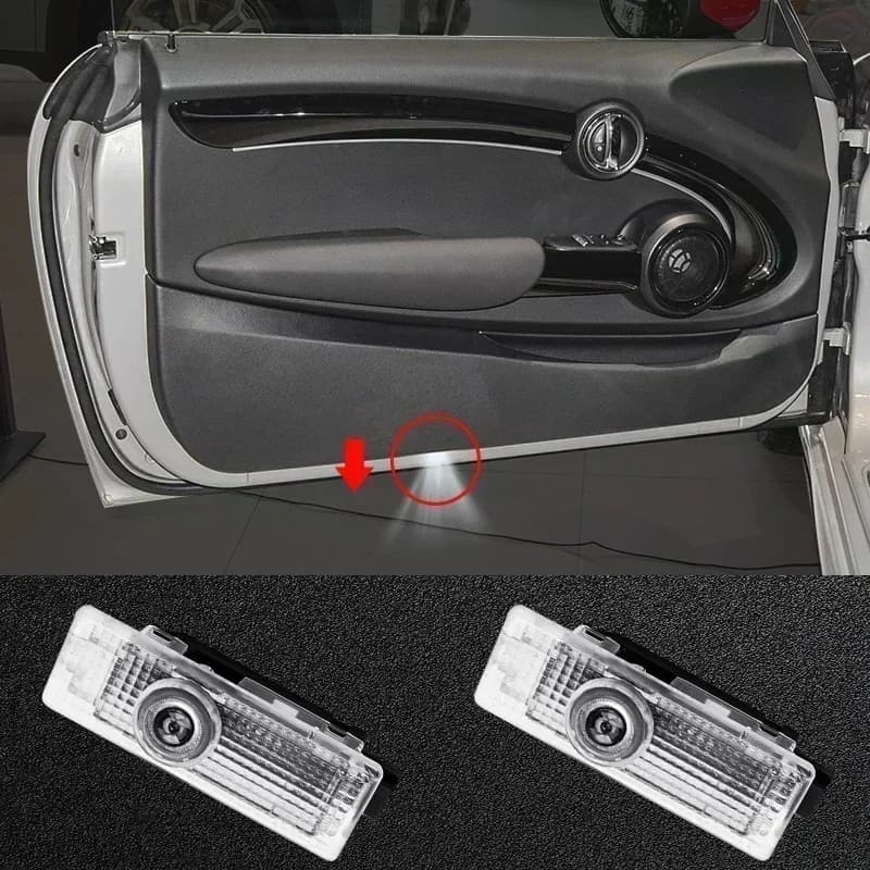 2 pezzi porta auto luce di benvenuto porta auto luce proiettore a LED lampada logo per MINI Cooper R56 F56 R60 F60 F55 F57 R58 R53 R61 F54 R55