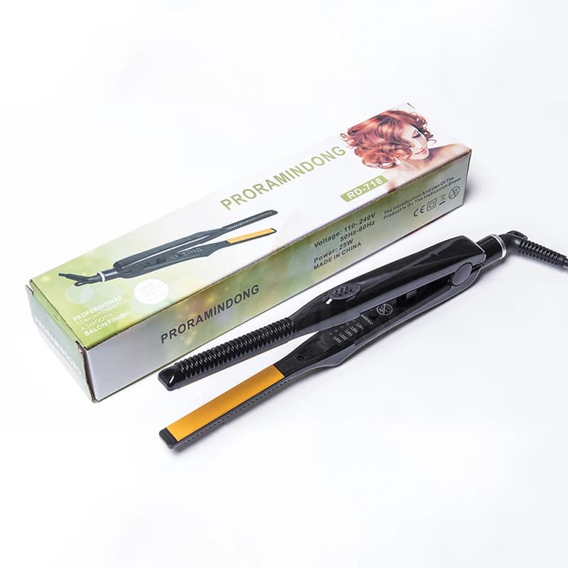 Mini Hair Plate Teddy Wave, Thin Pencil, Flat Iron, Titanium, Professional Curtain for Short Hair