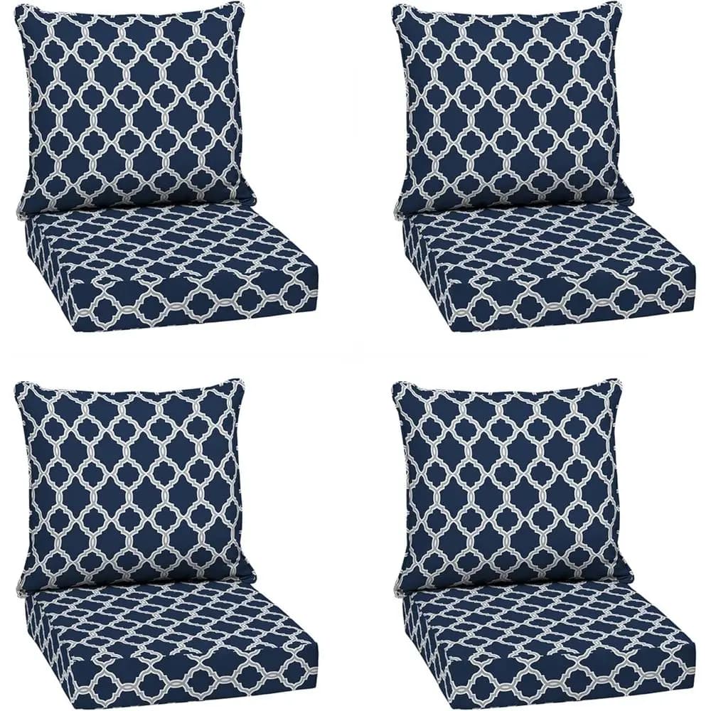 Set di cuscini per sedute da esterno (confezione da 4), 24x24 pollici, resistenti alle intemperie e alla pioggia, cuscini per sedie da patio, blu zaffiro Garden Trell