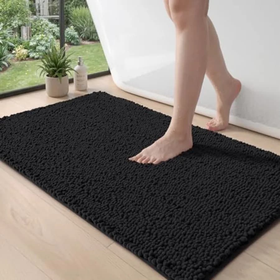 Tappeti da bagno 24x43 super morbidi e spessi in ciniglia, assorbenti, antiscivolo, lavabili in lavatrice, soffici e pelosi, per vasca e doccia.