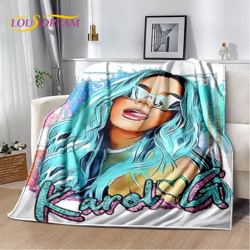 2026 Karol G Singer 3D Printing HD Blanket,Soft Throw Blanket for Home Bedroom Bed Sofa Picnic Travel Office Rest Cover Blankets