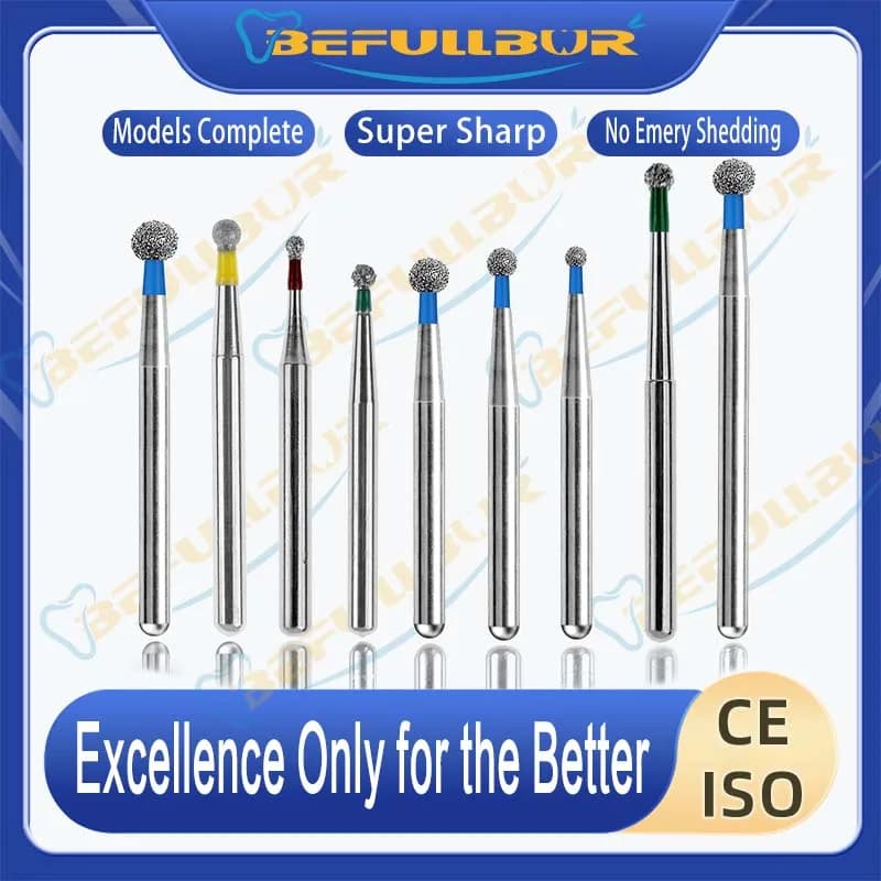 BEFULL BR Tpye 5PCS frese diamantate dentali per manipolo ad alta velocità lucidatura denti in acciaio inox odontoiatria lucidatura unghie