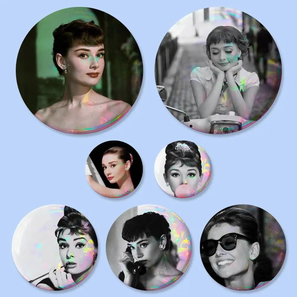 Spille Classiche A-Audrey H-Hepburn Rotonde Squisite, Spille Creative per Vestiti, Cappelli, Zaini, Accessori Regalo