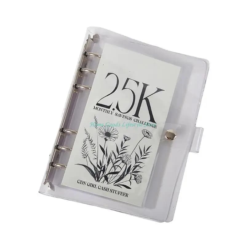 E74E PVC Budget Binder Cash Stuffing Photo Album 2500-Grid Monthly Money Saving Binder Cash Envelope Wallet for Budgeting