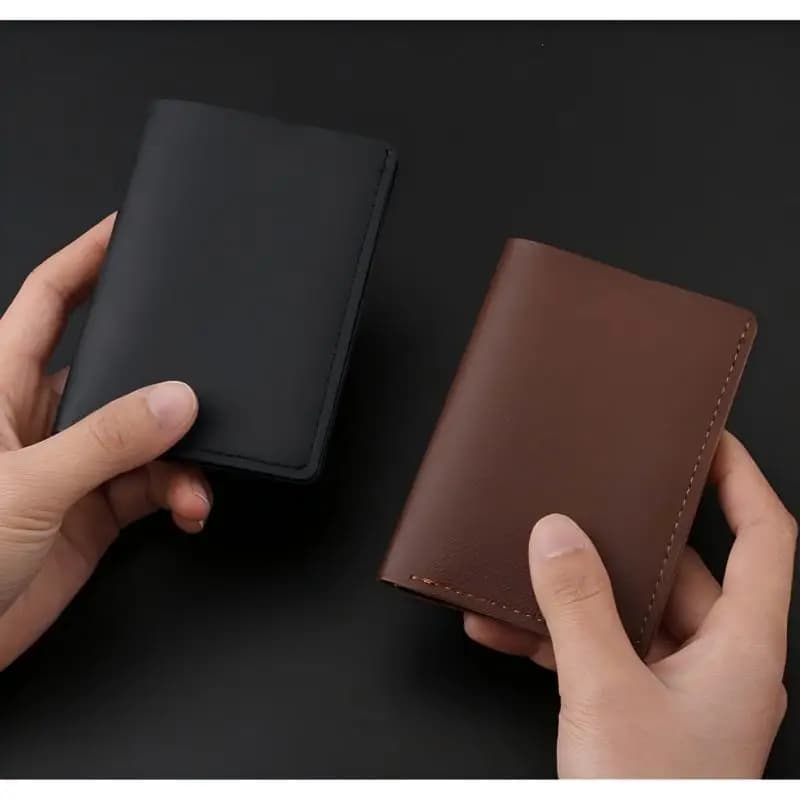 PU Leather Small Wallet Solid Color Homefish, Simple and Short, Women's, with buttons, ultra-thin, credit card holder and coin holder