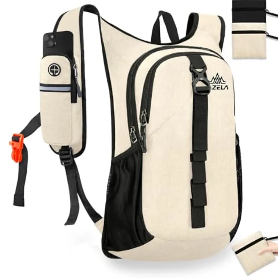 15L Small Hiking Backpack Foldable Ultralight Trekking Camping Outdoors Backpack for Women Men beige