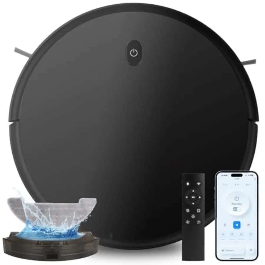 Robot aspirapolvere e lavapavimenti combinato per pavimenti duri, aspirazione da 3500 Pa, controllo tramite WiFi/App/voce, autonomia di 120 minuti, design super sottile e silenzioso, se