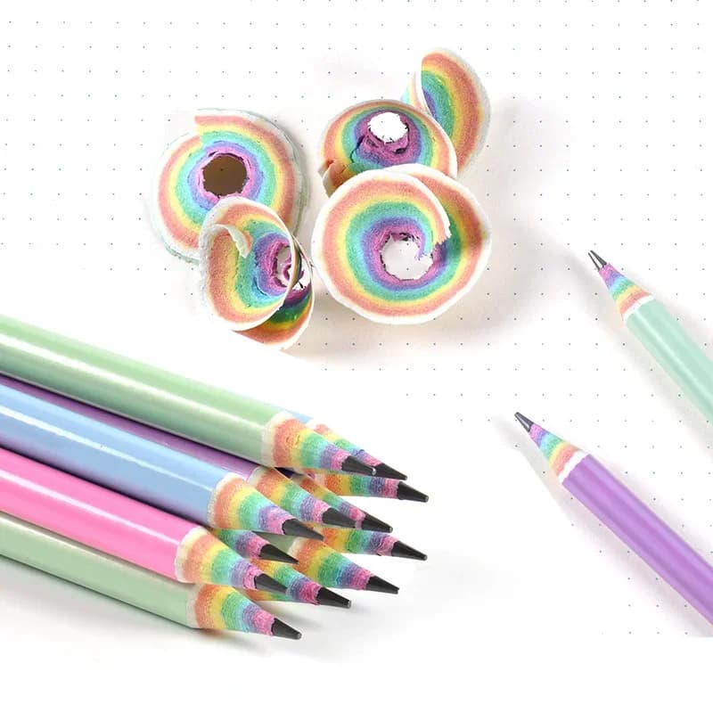 12Pcs/Box Paper Rainbow HB Pencils Writing Stationery for School and Office Supplies Dropshipping Writing and Painting