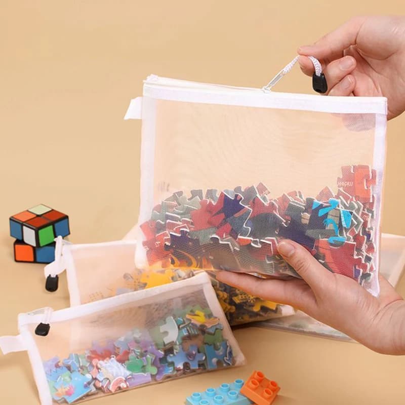 Set di 3 Buste a Rete con Cerniera A4A5A6, Impermeabili, per Studenti, Organizzatore per Trucchi, Accessori per Scuola e Ufficio, Borsa Portaoggetti Multiuso