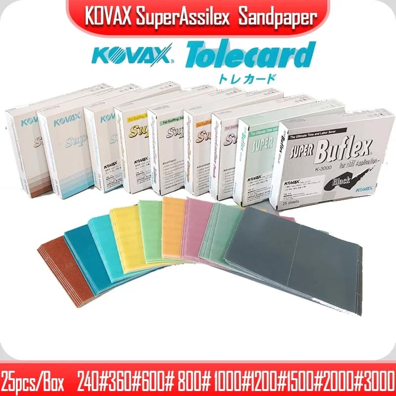 KOVAX Super Assilex of JAPAN 25PC rettangolare lucidatura a secco carta vetrata Super Fine lacca abrasiva Hardware automobilistico auto