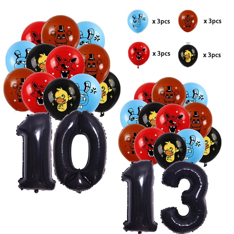 Five Nights At Freddy's 2 Cartoon Latex Balloons Set Party Decoration Birthday Number Balloon Bear Photography Punches Toys