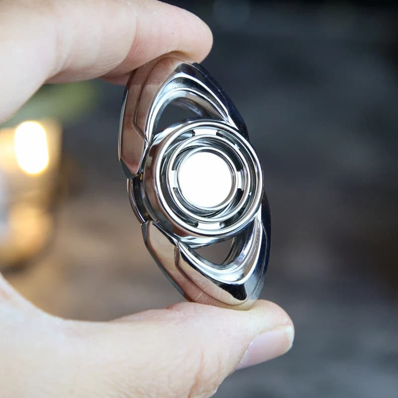 Fidget Spinner in acciaio inossidabile a due foglie Spinner portatile Divertimento giocattolo rotante con punta delle dita Giocattolo di messa a fuoco ADHD Giocattolo agitatore Regalo per adulti