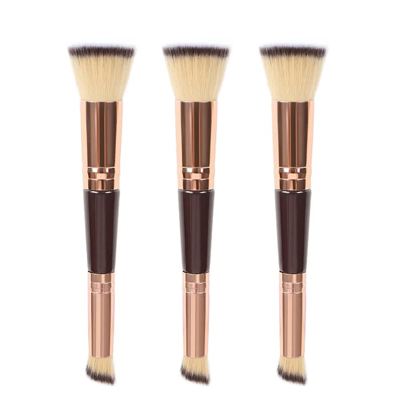 1 pz oro rosa doppia testa professionale multifunzione cosmetici ombretto fondotinta viso correttore fard pennelli trucco strumenti