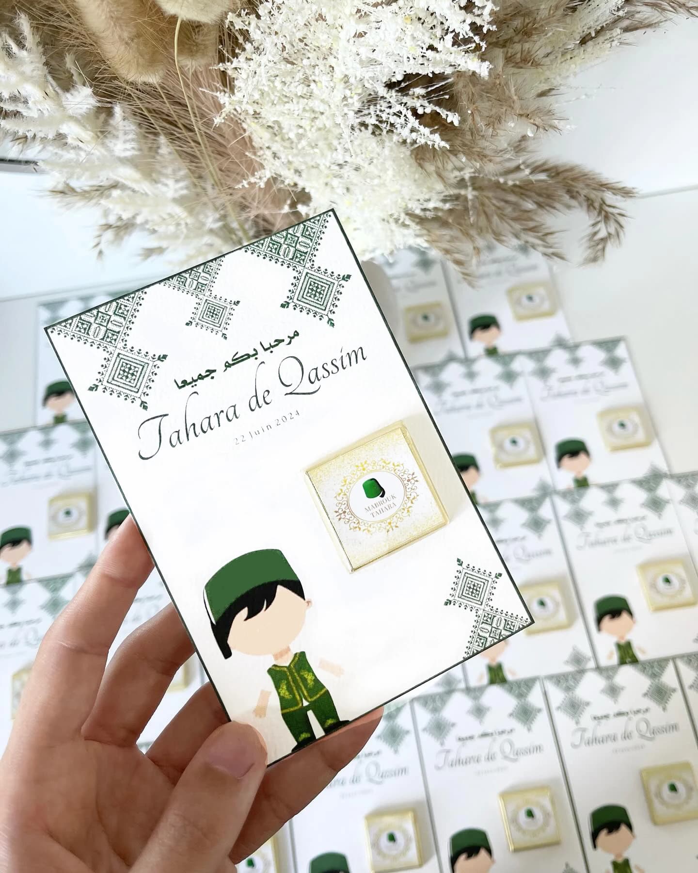 Biglietto personalizzato Mabrouk Tahara per baby shower, invito, bomboniera, stampa nome bambino/bambina, decorazione, articoli per feste, cappello