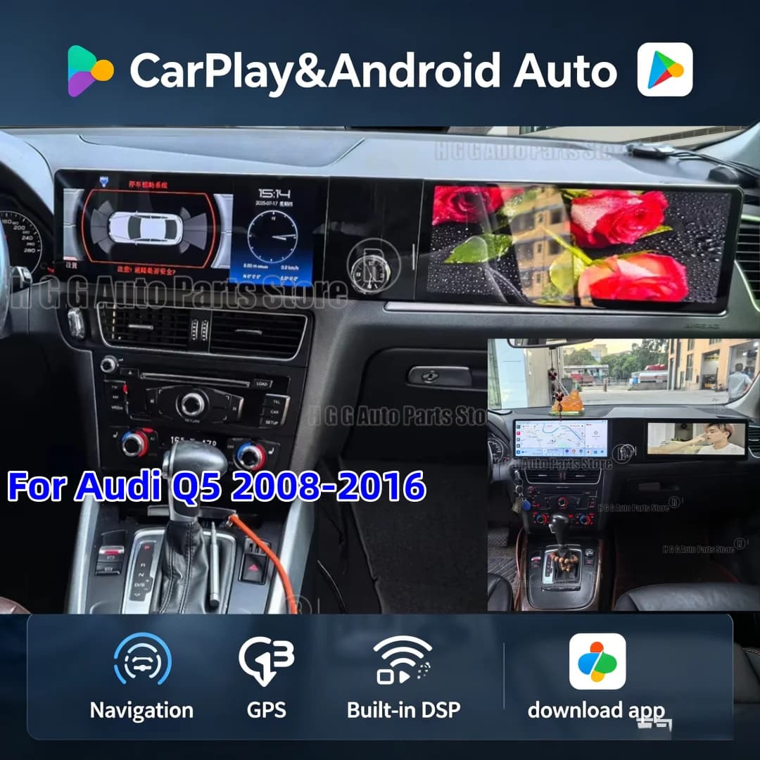 MZ Upgrade Dual 12.3" Android Auto per Audi Q5 2008 2009-2016 Autoradio Stereo DSP HD Touch Screen Dispositivo di Navigazione GPS e Carplay