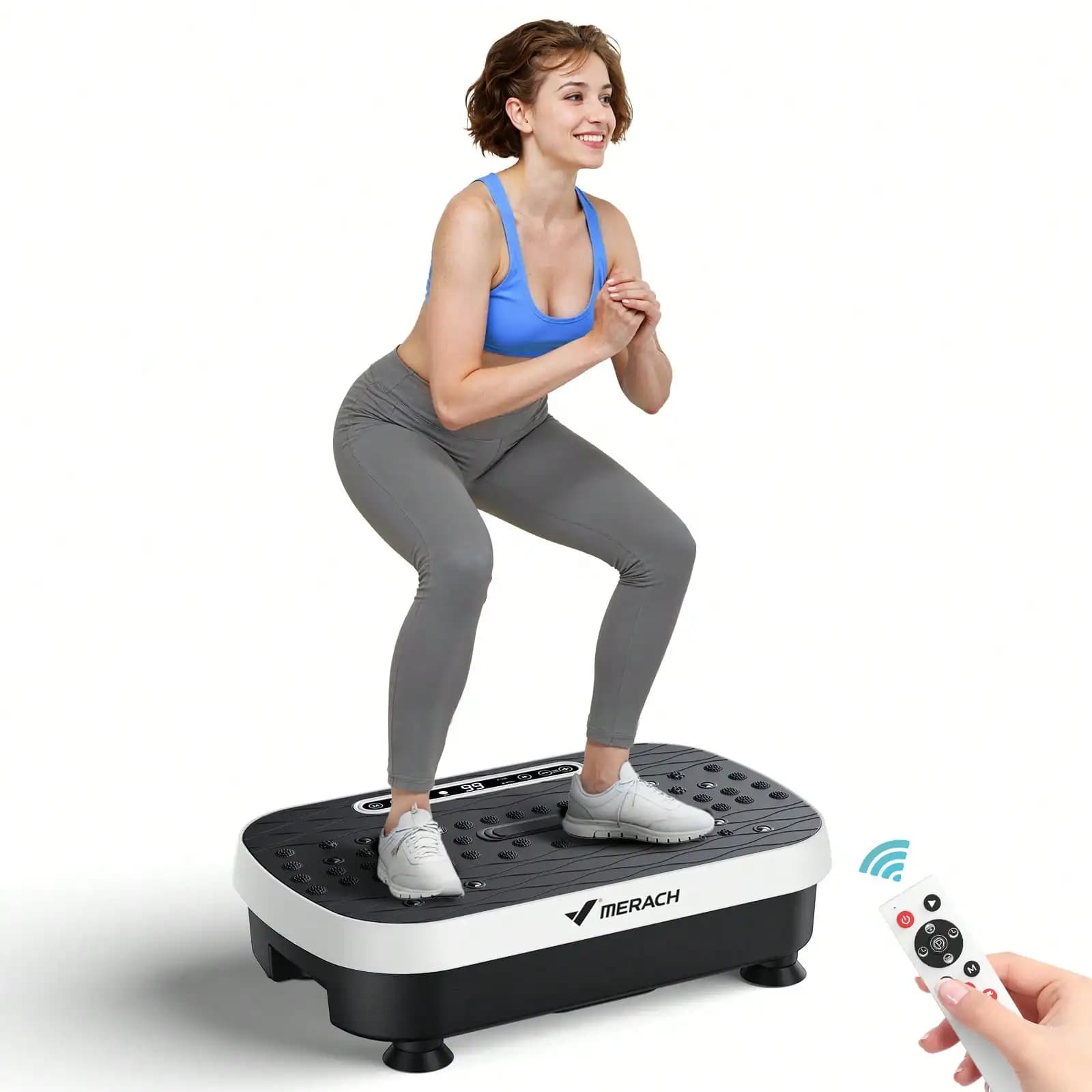 MERACH Vibration Plate Exercise Machine For Weight Loss, Dual Massage, 99 Adjustable Speeds, Full Whole Body Workout Vibration Platform, Waver Vibration Plate For Home Fitness