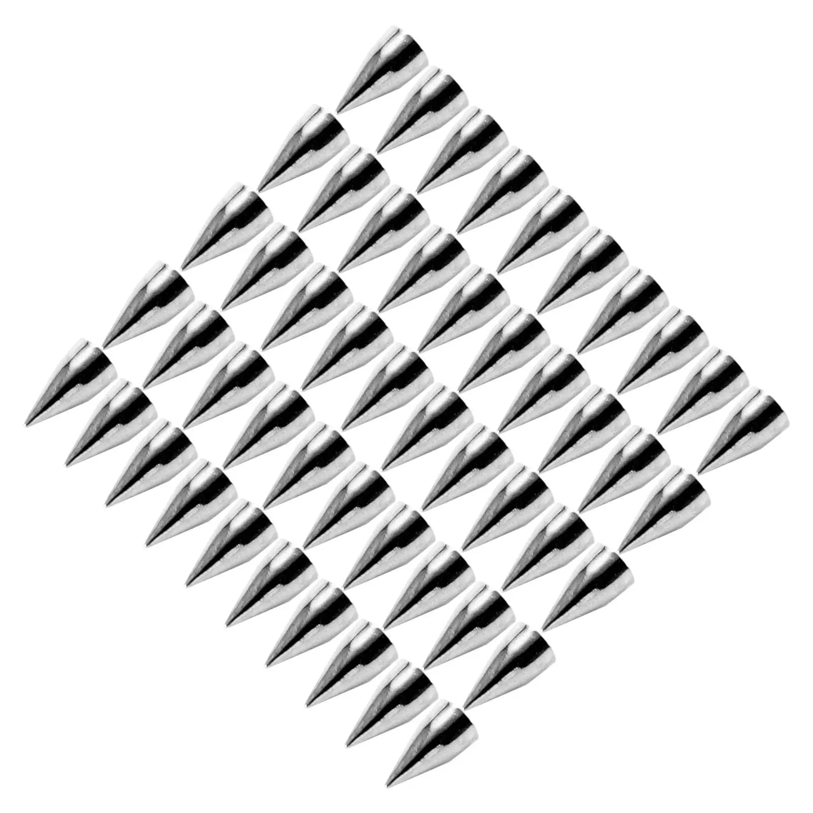 100 Pezzi Borchie Coniche in Lega di Alluminio Argento, Diametro 7mm x Altezza 9mm, con Fissaggio a Vite, per Scarpe Punk, Giacche, Collari per Cani, Fai da Te