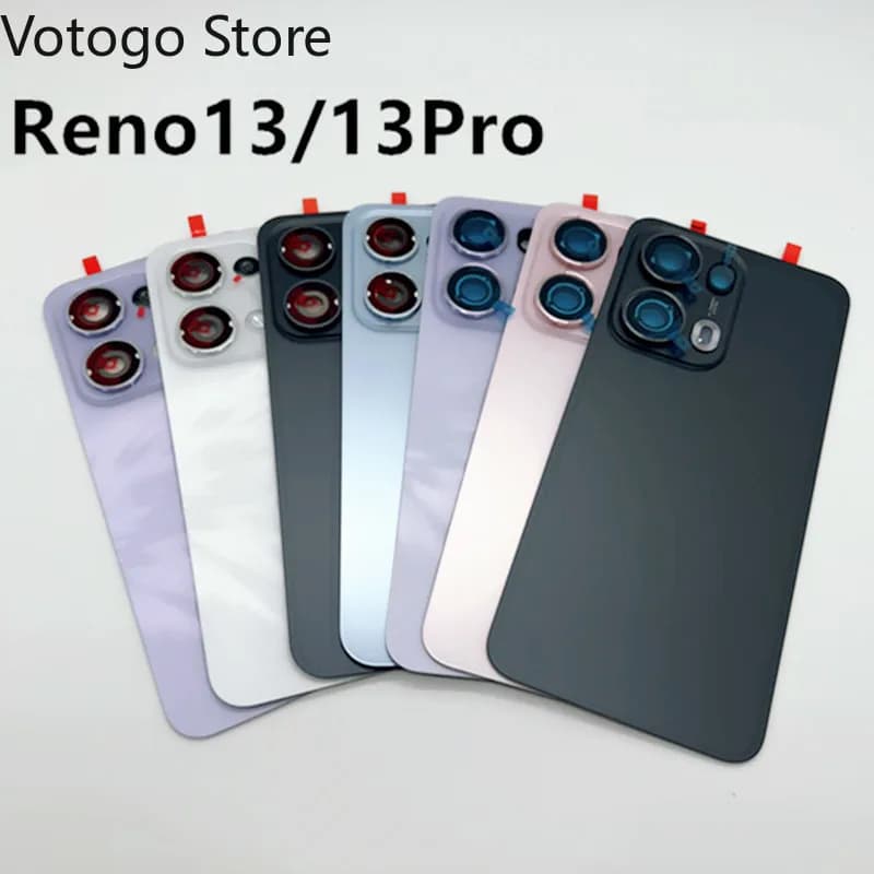 Custodia di ricambio per cover posteriore per Oppo Reno 13 Pro Reno13 Custodia per porta in vetro per batteria posteriore Coperchio per telefono Telaio + Telaio per obiettivo fotocamera