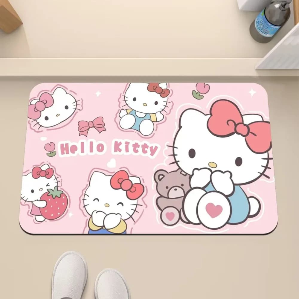 Tappetino da Bagno Hello Kitty Antiscivolo, Assorbente e ad Asciugatura Rapida per Ingresso Bagno e Doccia