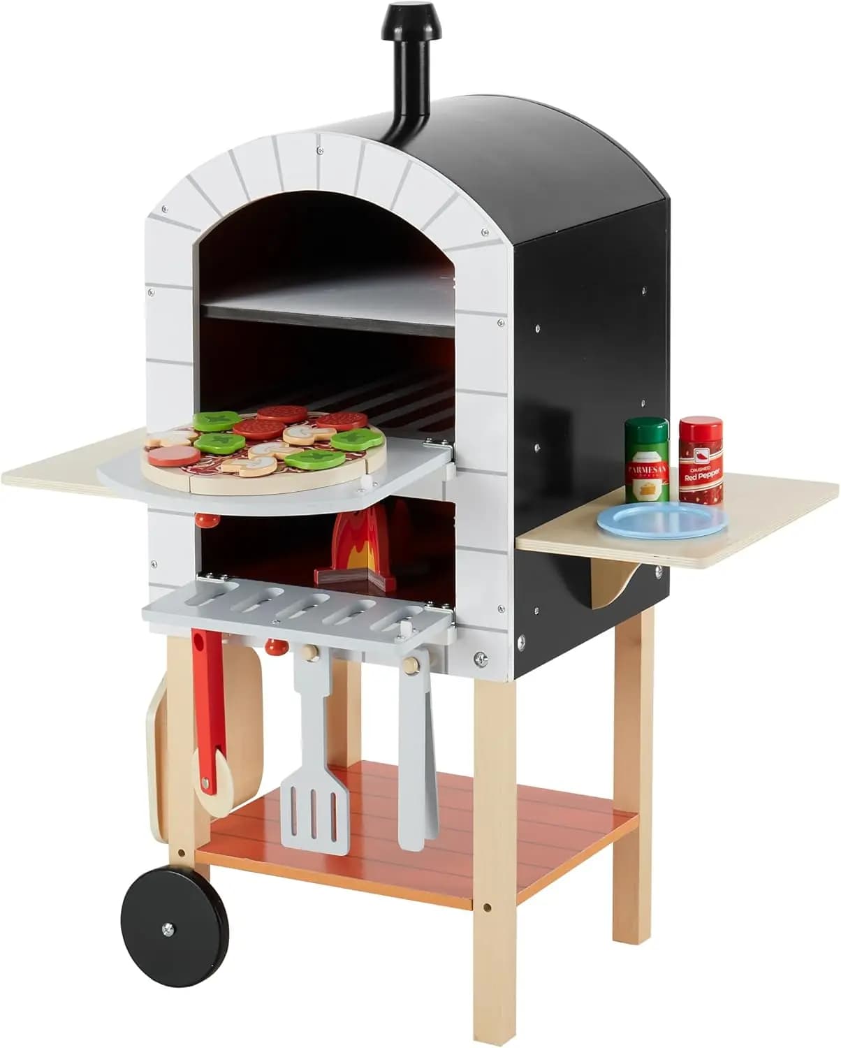Set forno per pizza per bambini con 24 accessori, utensili da cucina e topping per giochi fantascienti