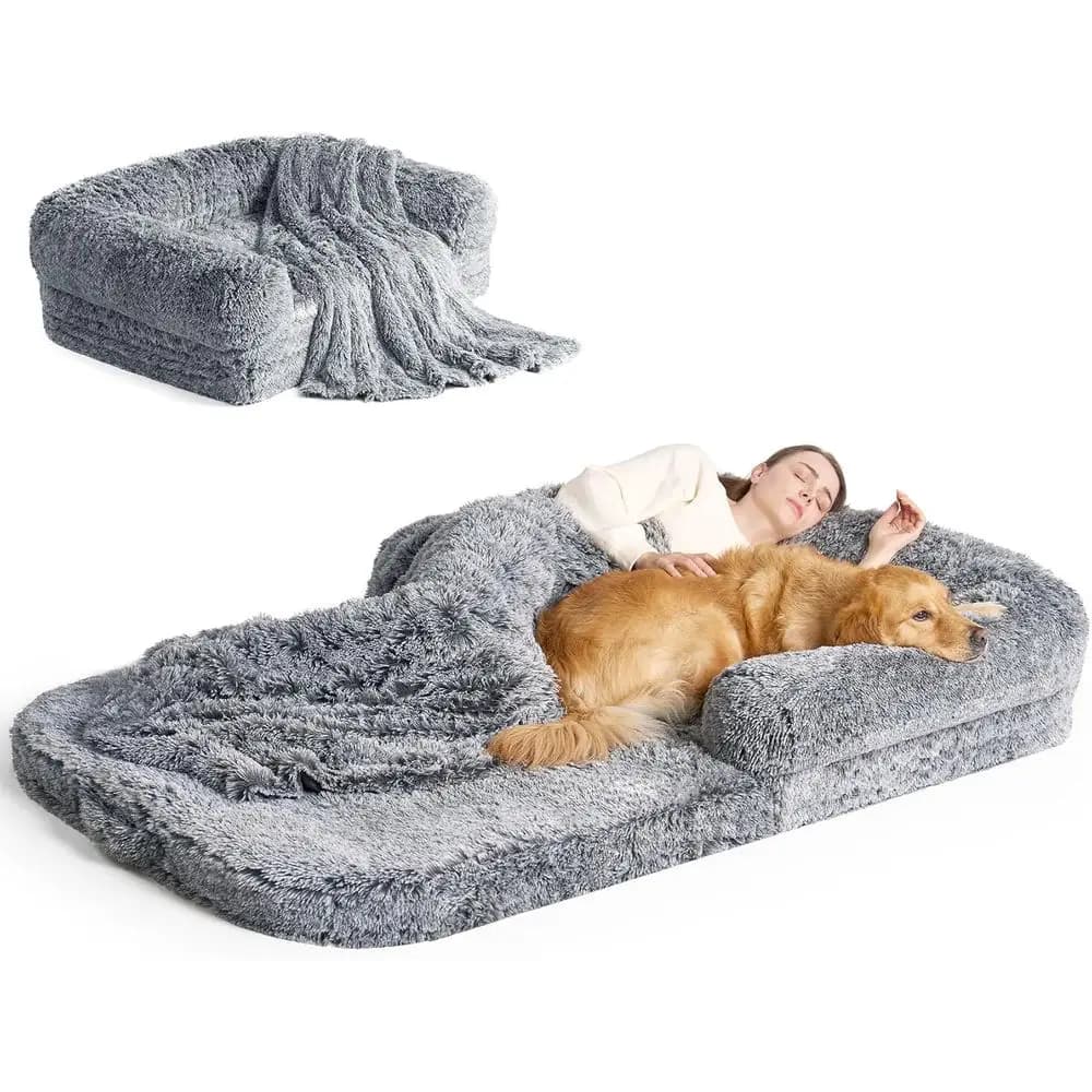 Letto per Cani Pieghevole, Ortopedico in Memory Foam, Dimensioni Umane 72"x44"x11", Impermeabile, Adatto anche per Persone, Divano per Animali Domestici o A