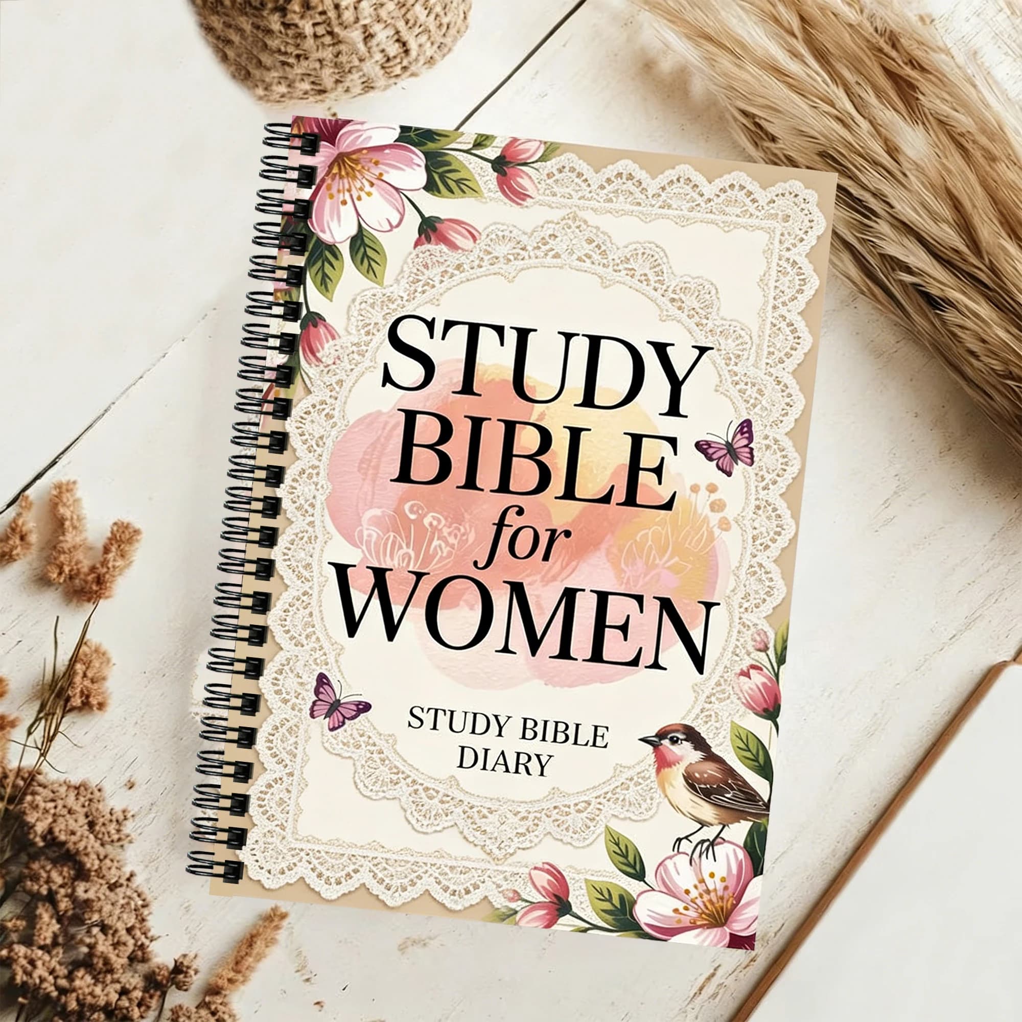 Quaderno per lo studio della Bibbia per donne - Diario di preghiera cristiana, versetti biblici con design floreale, scrittura biblica, diario di preghiera - Regalo per donne