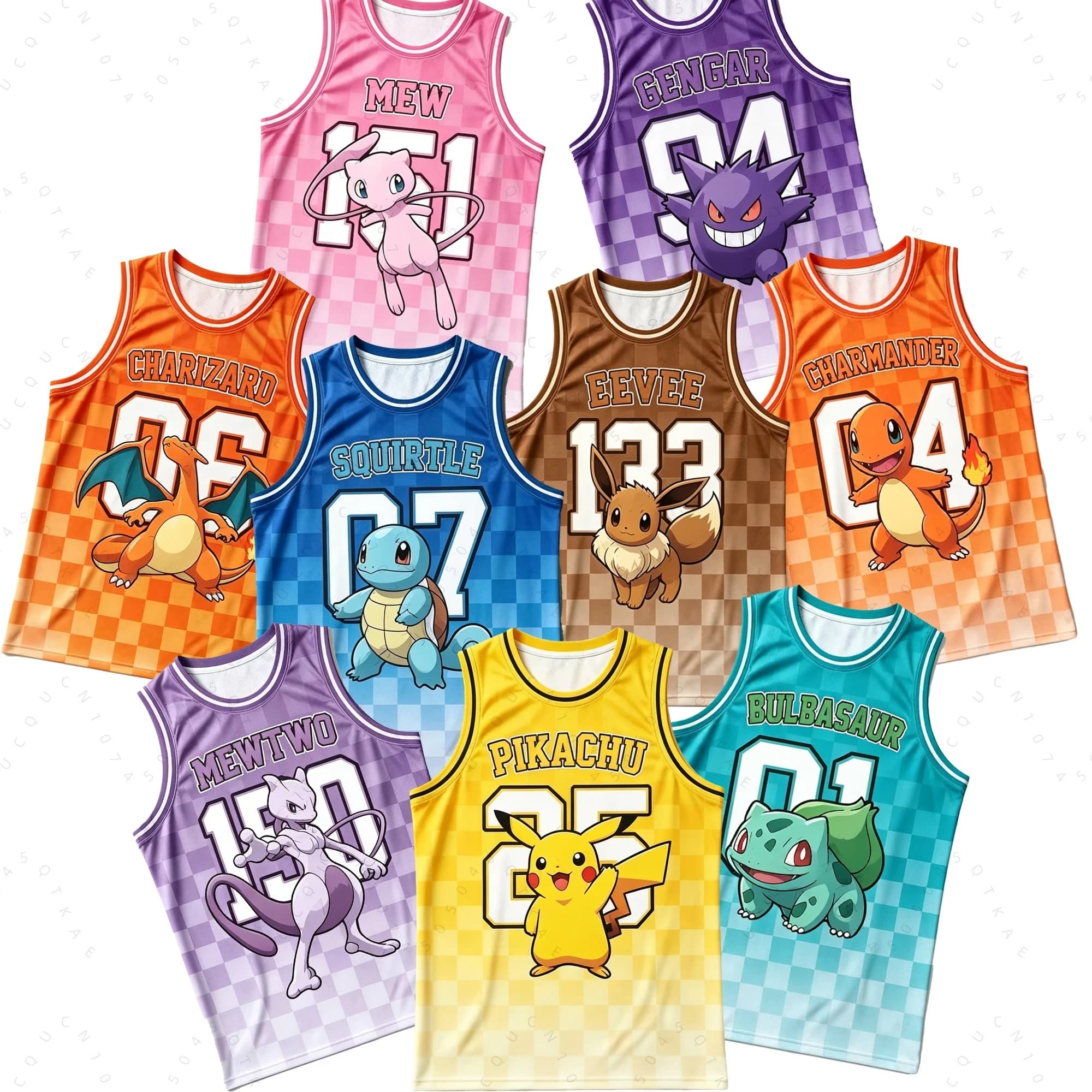 Basketball Jersey Pikachu Charizard Eevee Anime Tank Top Loose Quick Drying Breathable Sports Vest Summer Adult Kid Tank Men Top