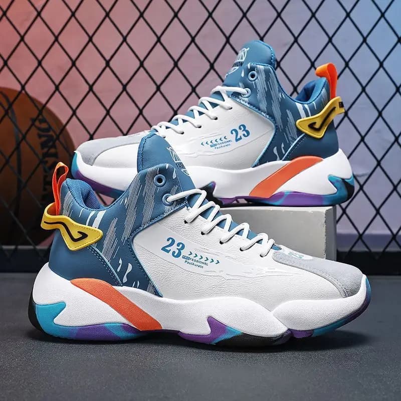 Sneakers da uomo in pelle PU antiscivolo e impermeabili, scarpe da basket per uomo, alla moda, con supporto per la caviglia, calzature da corsa maschili.