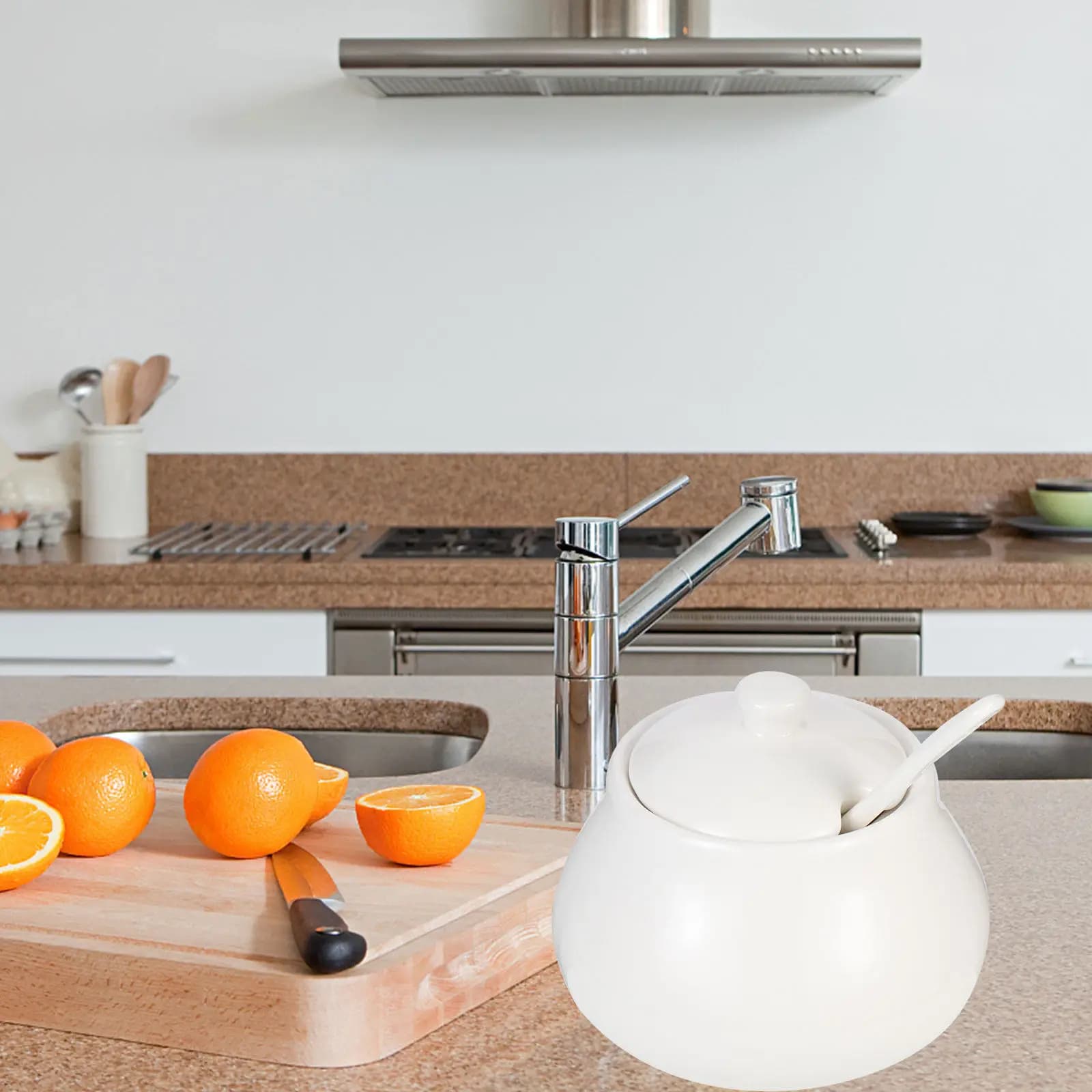 Contenitore per Zucchero in Ceramica per Bar, Barattolo per Condimenti, Spezie, Sale, Pepe, Set di Accessori per Cucina