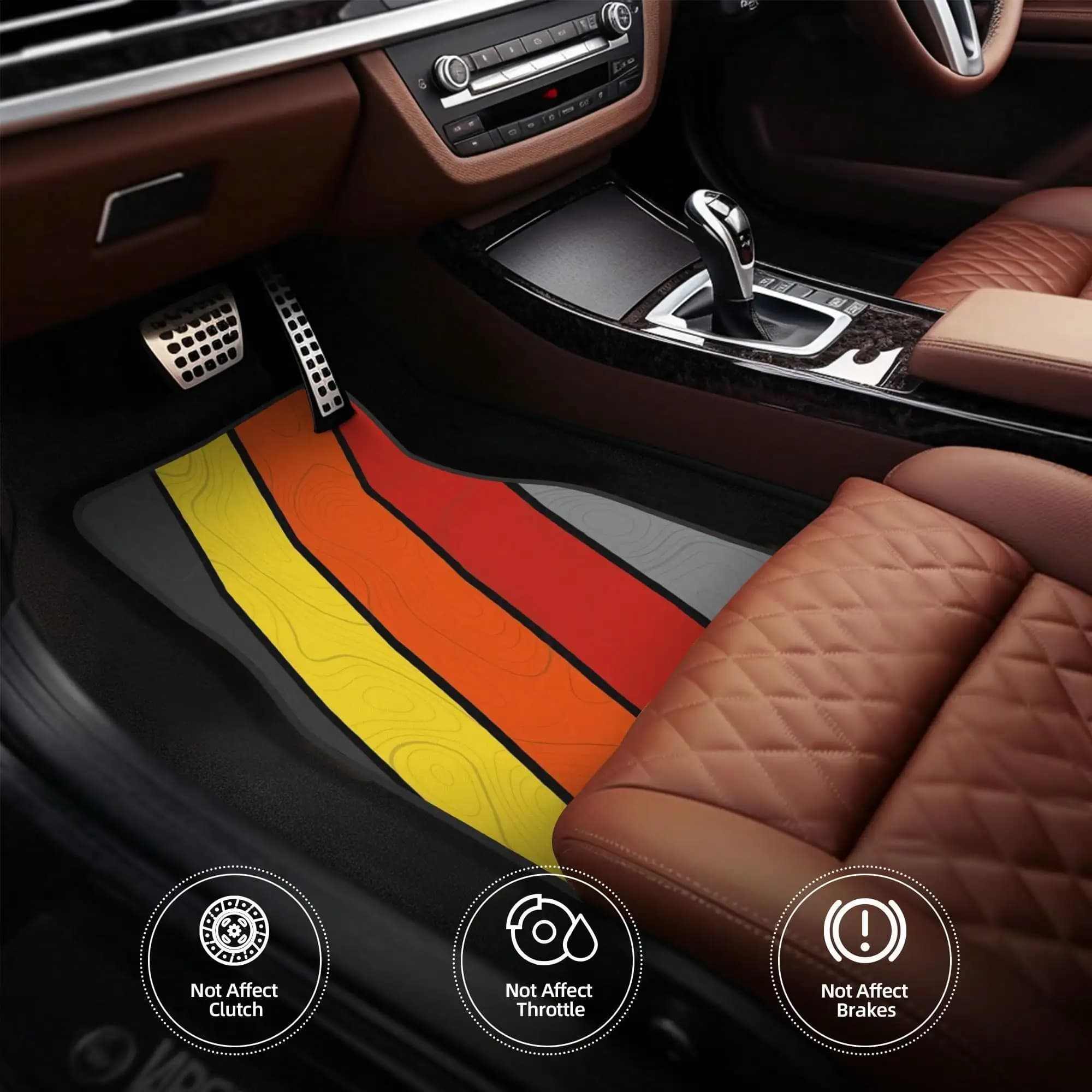 Set di Quattro Tappetini per Auto. Tappetini Elegantemente Realizzati con Design Raffinati. Ideale per veicoli, inclusi auto e camion