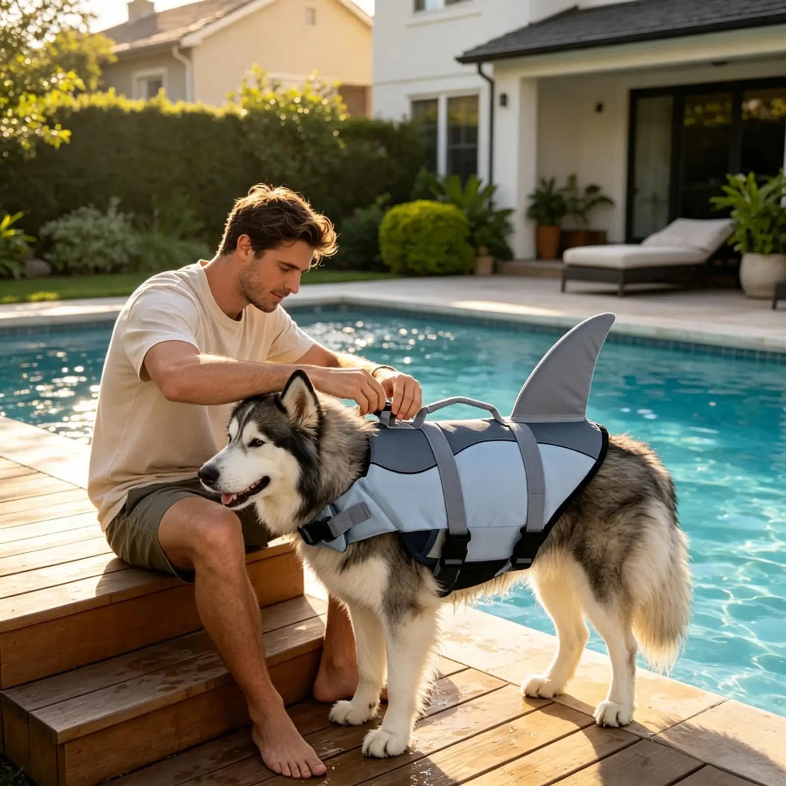 Shark Dog Life Vest Puppy Boating Suit with Rescue Handle Large Dog Swimming Vest for Pet Parents Animal Lovers Trainers Boaters