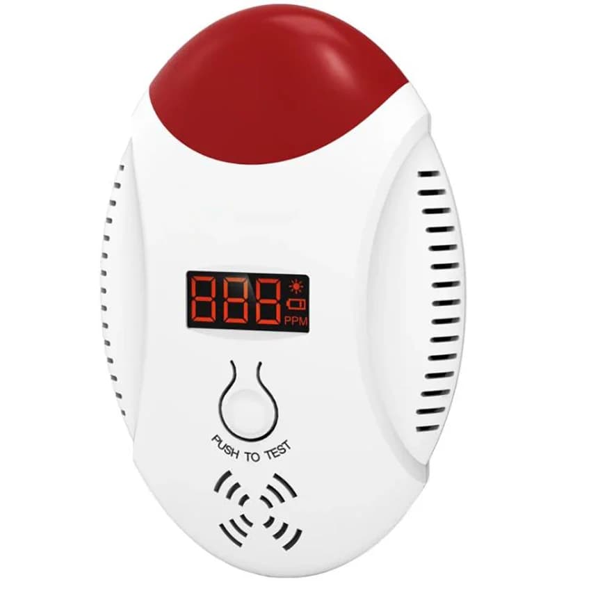 Allarme rilevatore di monossido di carbonio Display digitale LCD da 120 dB Rilevatore di allarme CO per viaggi, casa, camera da letto e cucina, alimentato a batteria