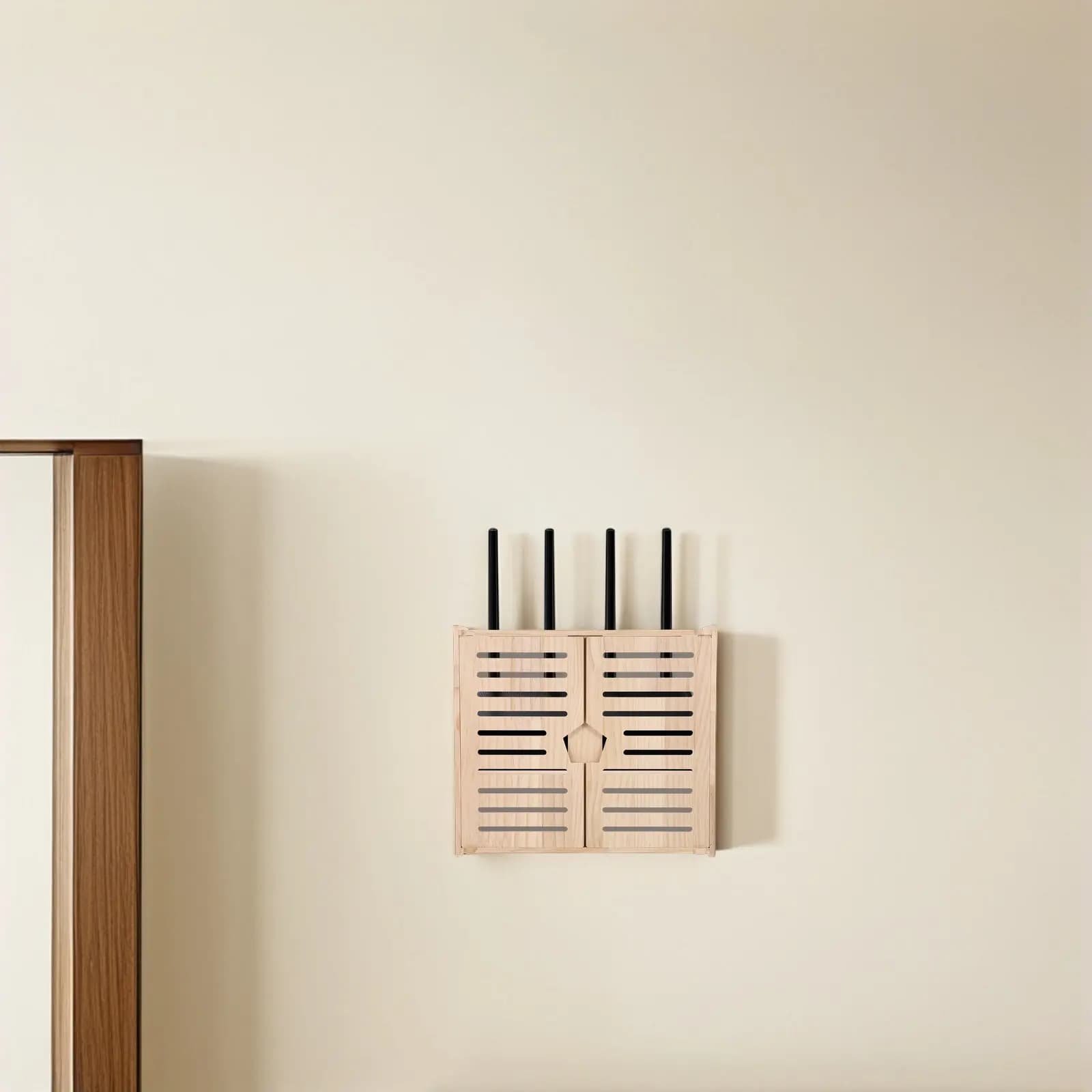 Scatola porta router WiFi in legno da parete a 2 livelli, organizer per cavi e prese multiple, copertura per modem, piccola scatola portaoggetti