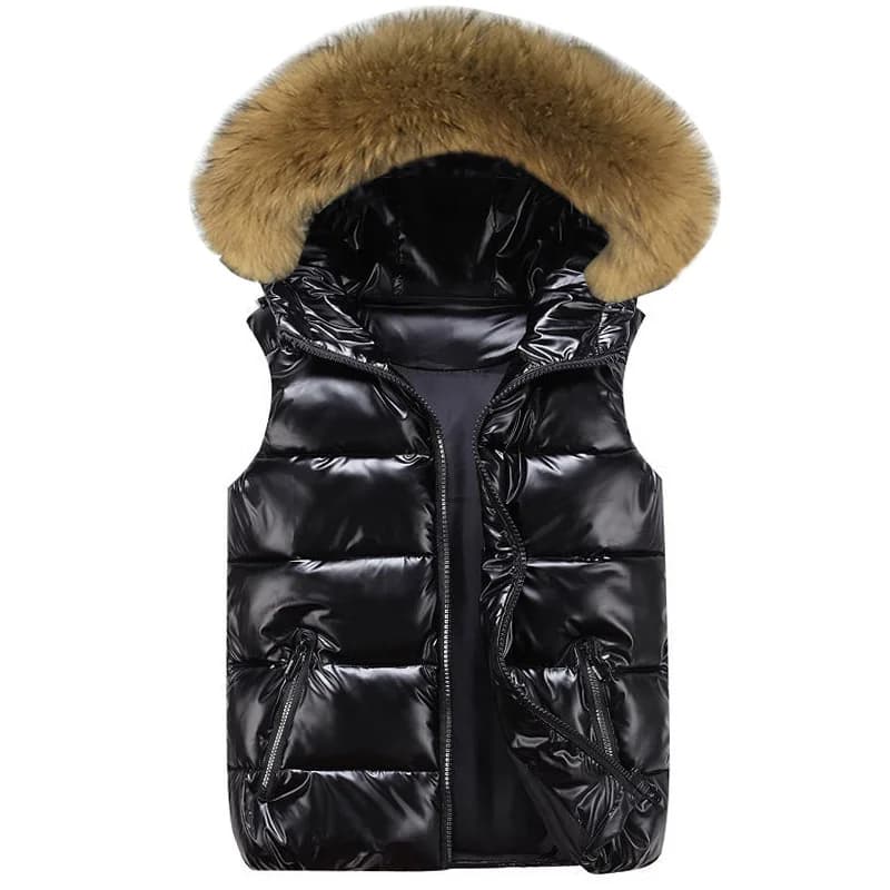 Gilet Corto in Pelliccia Sintetica per Donna, Stile Coreano con Cappuccio, Imbottito in Cotone, Impermeabile e Caldo, Nuovo Modello 2026
