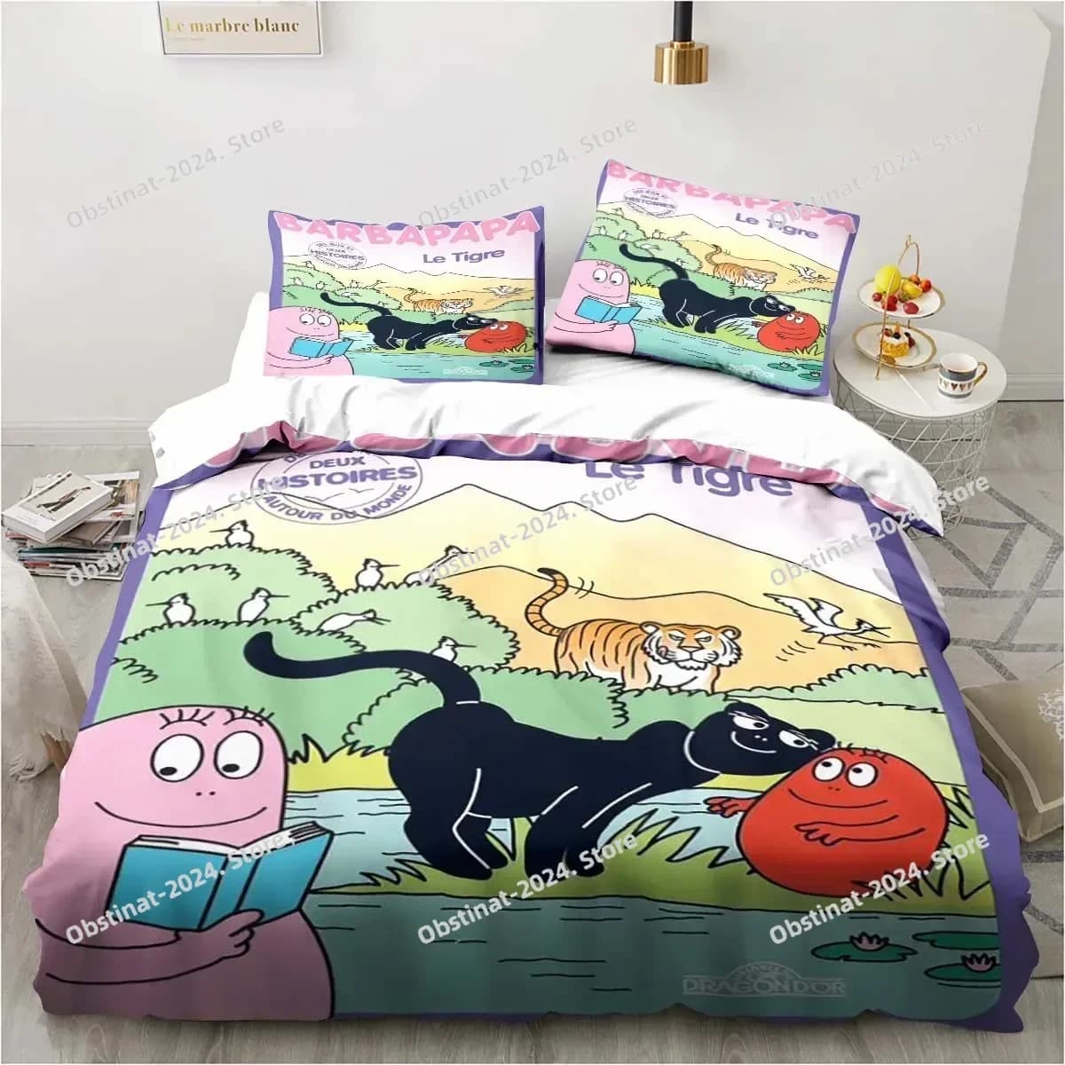 Top 3D Cute Cartoon Les Barbapapa Set biancheria da letto Copripiumino morbido Camera da letto per bambini per adulti Singolo Doppio King Size Federa morbida