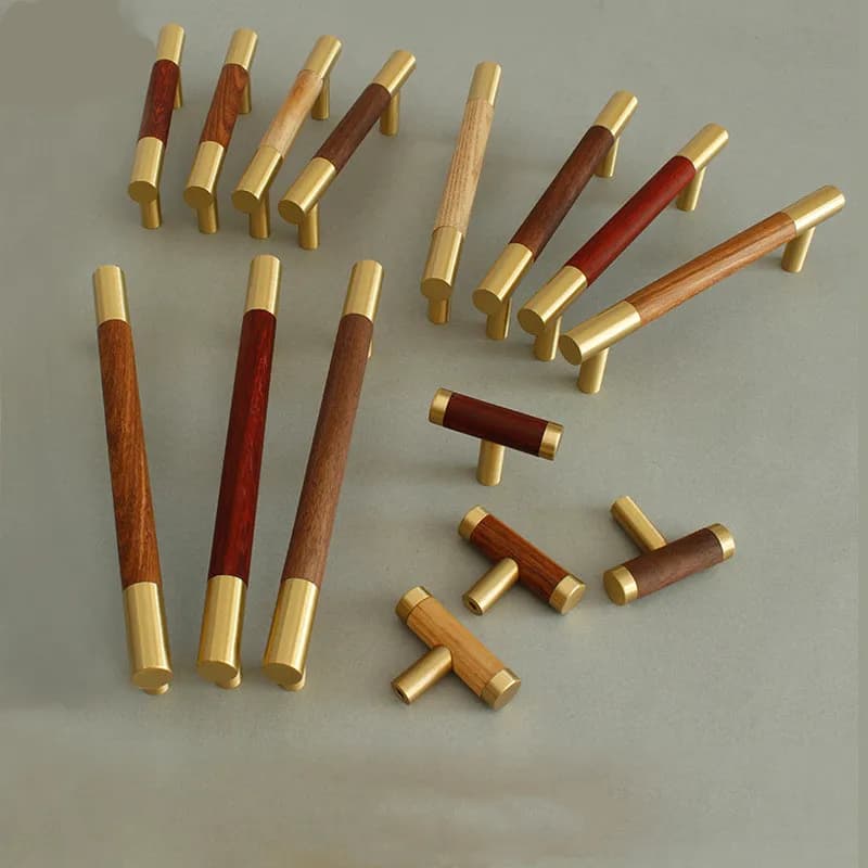 Maniglia per porta dell'armadio a cassetti maniglia per armadio minimalista moderna nordica maniglia per armadio in ottone massello di pera rosso rame puro