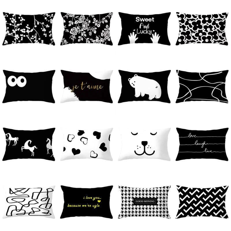 Semplice cuscino in bianco e nero, cuscino di lusso nordico di alto valore, cuscino decorativo per divano del soggiorno, cuscino super morbido per ufficio