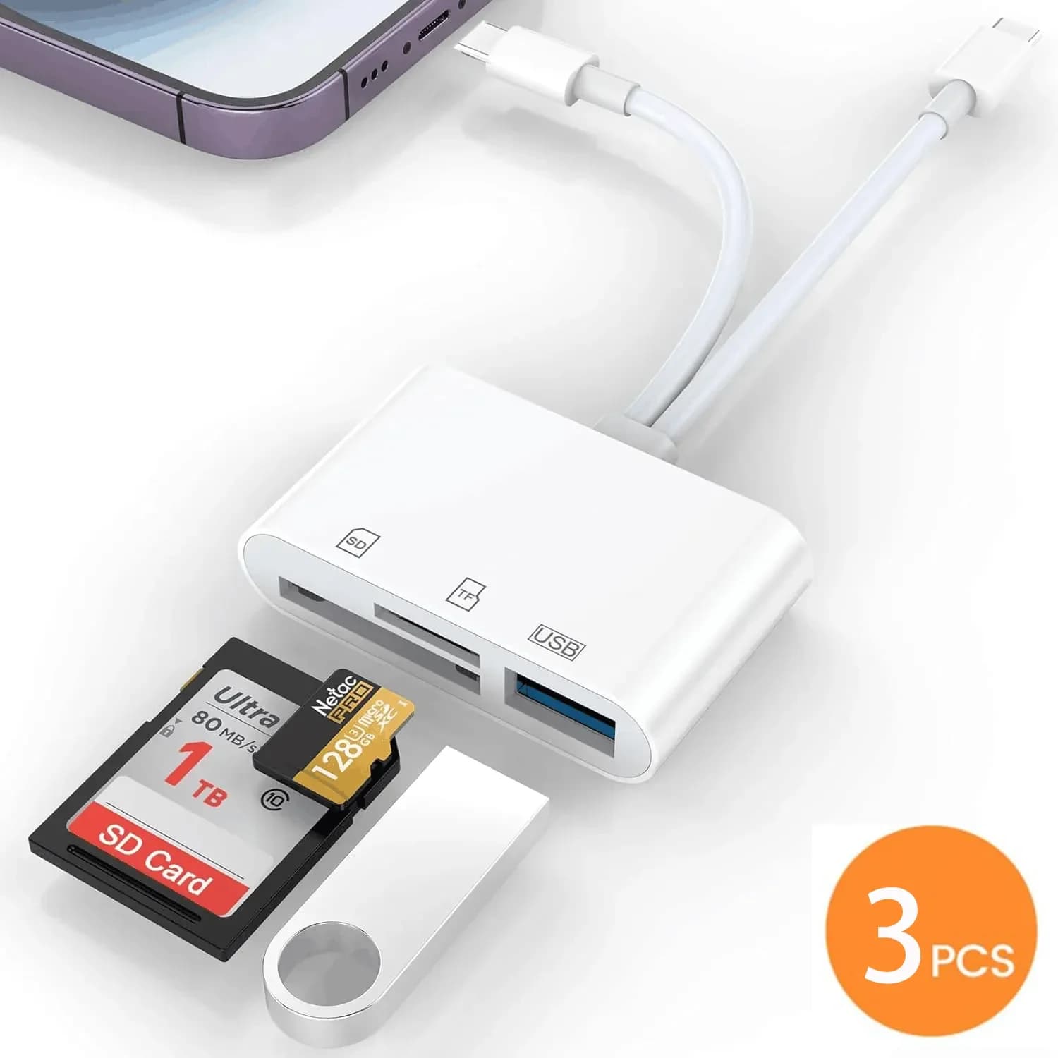 Adattatore per lettore di schede USB 3.0 tipo C SD TF 5 in 1 per iPhone iPad MacBook Samsung Fotocamere Android Altri dispositivi Plug and play