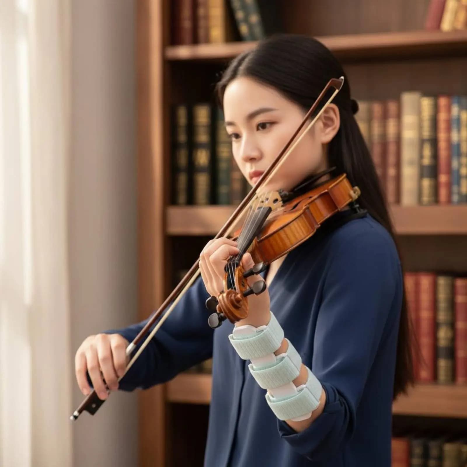 Supporto dritto per polso da allenamento, comodo da indossare, assistente per il polso del violino, guida per la postura della mano del violino, favorisce la crescita della mano