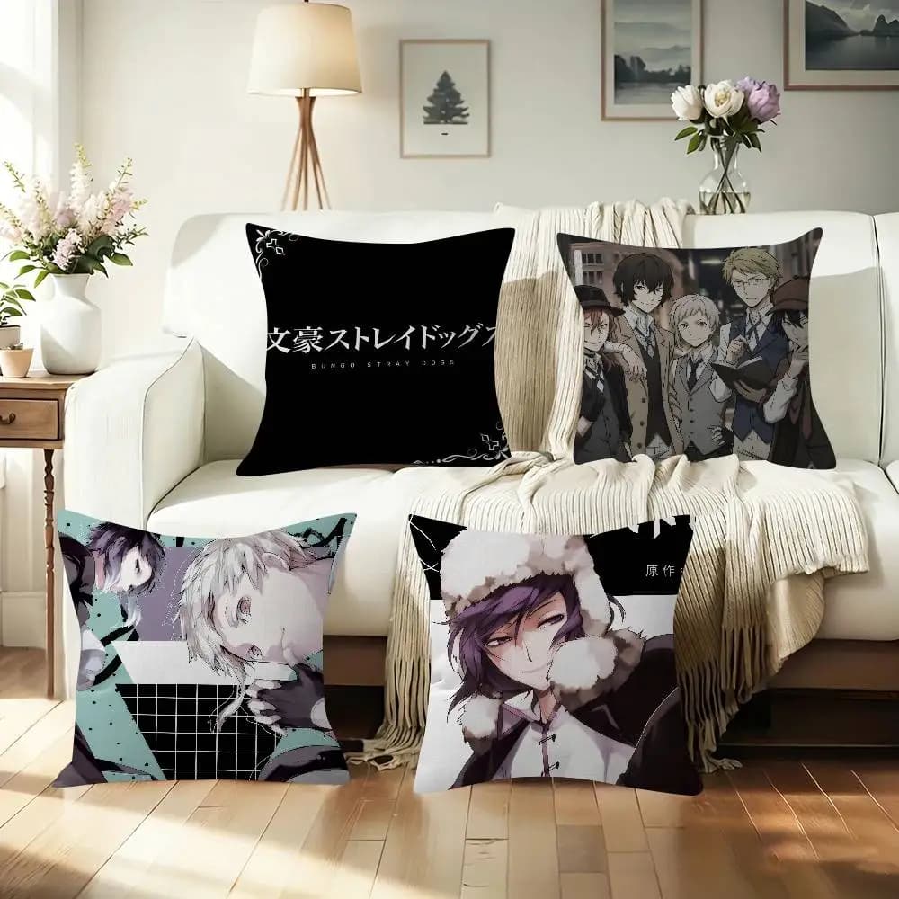 Anime B-Bungo Stray Dogs Cushion Cover Car Throw Pillow Case For Sofa Car Christmas Gift